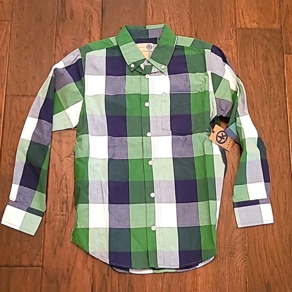 NWT J Khaki boy's long-sleeved button-up shirt size Medium - Picture 1 of 5